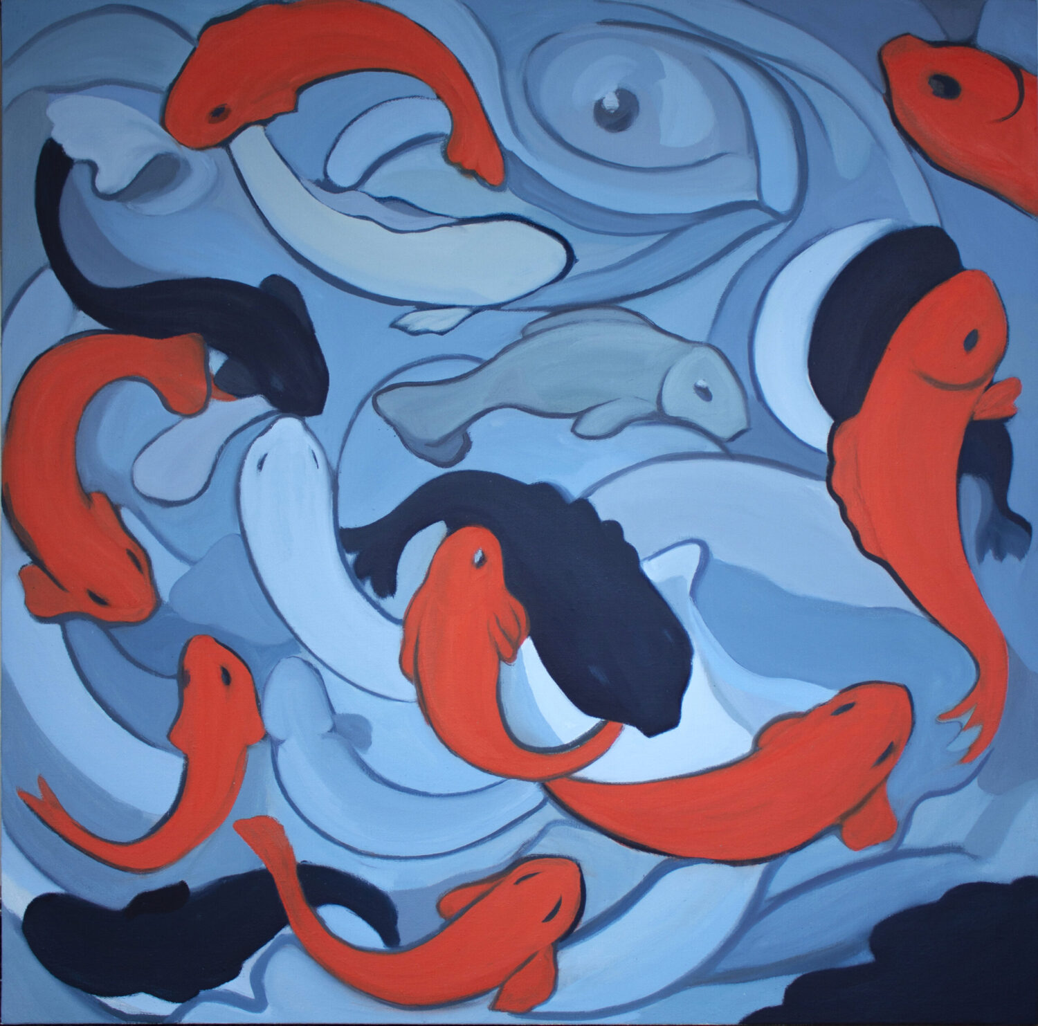 Flock, oil on canvas, 100×100 cm, 2022